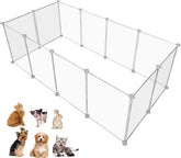 HOMICKER Pet Playpen assembly panels demonstrate quick setup for customizable play areas.