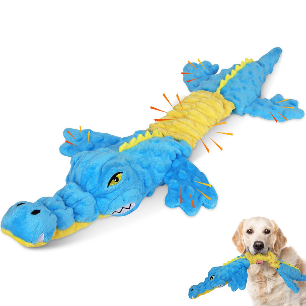 Homounter crocodile squeaky plush toy for dogs encourages playful exploration