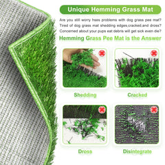 Hompet dog grass pad hemmed mat reduces shedding and edge cracks for durable use.
