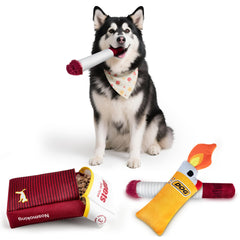 Homrich dog toy large giggle-puff-stick-with-box for interactive play indoors or outdoors.
