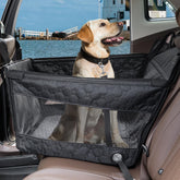 Homsunyi dog car seat cover back-seat assembly demonstrates sturdy setup for safe travels.