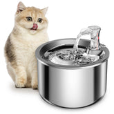 Homtyler cat water fountain top view shows compact stainless design for easy hydration.