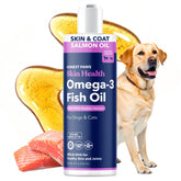 Honest Paws Salmon Oil bottle pour for easy incorporation into meals and daily routine.