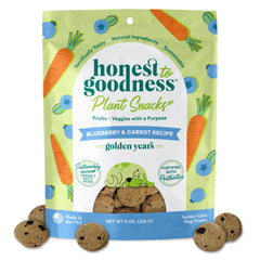 Honest to Goodness blueberry-carrot recipe bag highlights real ingredients for senior dogs