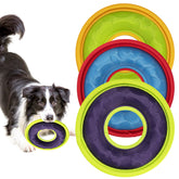 HONGEZEY 3Pcs Flying Discs in outdoor play with durable fabric and bright colors for easy visibility.