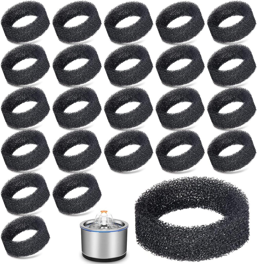 Hongping Lai pet fountain filter outer diameter view demonstrates compatibility with 2.2L and 2.5L fountains.