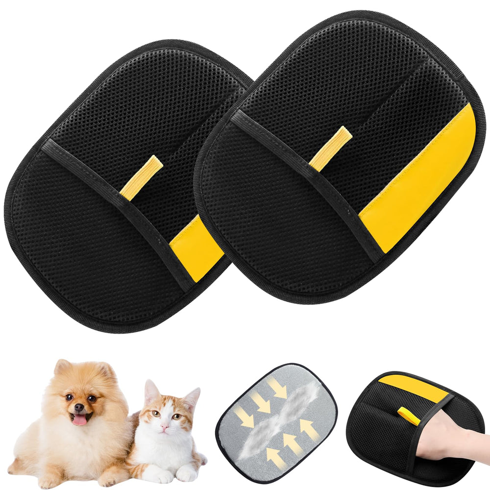 HONGYUNDA pet hair removal glove on a cat for easy grooming and hair pickup.