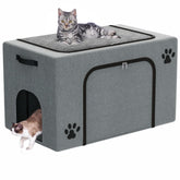 Honiakaka cat litter box enclosure top plush bed offers a cozy nap spot for cats.
