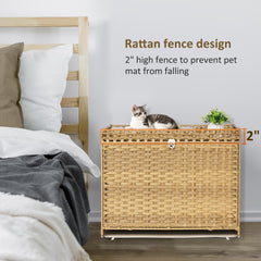 Honiakaka handwoven rattan kitten house with ample space for lounging and play.