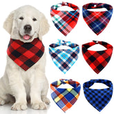 Honoson dog bandana plaid close-up shows cozy, breathable cotton for comfy all-day wear.