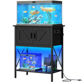 HOOBRO 20-gallon stand with power outlets and LED lighting for easy setup and ambiance.