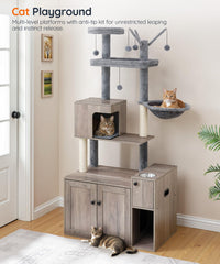 HOOBRO cat tree food nook right side demonstrates convenient dining spot for felines