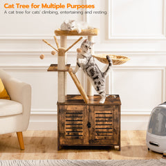 HOOBRO cat-tree middle hammock in flannelette offers restful lounging.