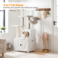 HOOBRO cat tree tower features natural sisal posts for claw sharpening