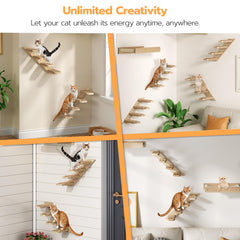 HOOBRO 4-level cat wall climber showing four stacked steps for elevated feline exploration.