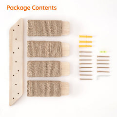 HOOBRO cat wall shelves with jute scratching steps for natural, scratch-friendly play.