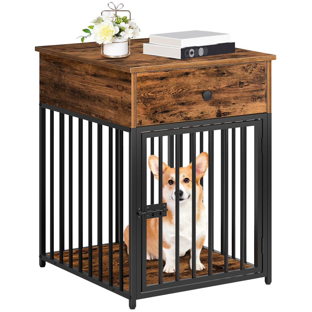 HOOBRO dog crate furniture front view—safe, cozy retreat for small dogs.
