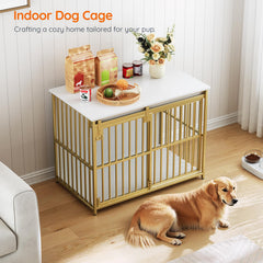 HOOBRO Dog Crate Furniture gold white tone enhances modern interiors