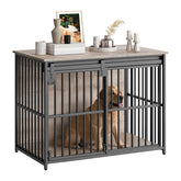 HOOBRO dog crate furniture sliding door for easy access and secure confinement.