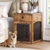 HOOBRO dog crate furniture with metal frame provides ventilation and style.