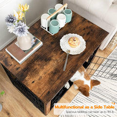 HOOBRO dog crate furniture pull-out tray simplifies cleaning after meals or playtime
