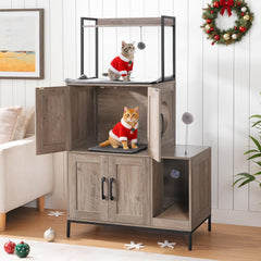 HOOBRO hidden litter box cabinet with shelf blends storage and concealment
