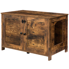 HOOBRO Litter Box Enclosure front view shows rustic cabinet concealing the litter area.