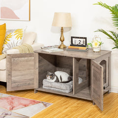 HOOBRO litter box enclosure privacy-doors emphasizes cat privacy while containing litter and mess.