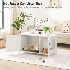HOOBRO Litter Box Enclosure removable divider highlights customizable interior for large cats.