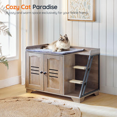 HOOBRO plush top—soft resting surface invites cats to relax before or after visits.