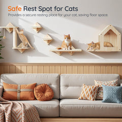 HOOBRO Wood Cat Wall Shelves cat house with soft shading for privacy.
