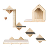 HOOBRO Wood Cat Wall Shelves large platform for lounging and stretching.