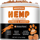 Hoozzch Calming Chews dog-nerves closeup supports calm during fireworks.