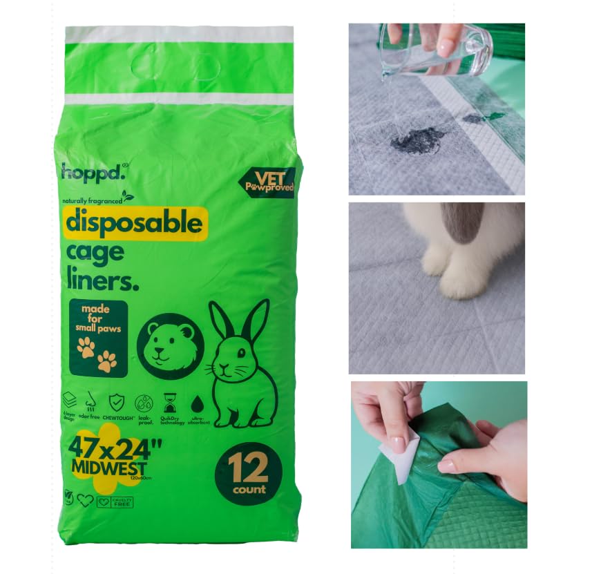 Hopp’d disposable cage liner Midwest 47x24 fit for guinea pig with snug coverage