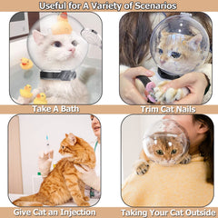 Hoqqf cat-transparent-muzzle-hood clear material reduces stress while handling.