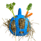 Horsemen's Pride Jolly Hay Ball blue side view for stall enrichment.