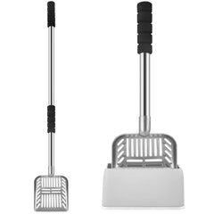 Hortsun 32-inch long-handle scoop in action for back-friendly cleaning.