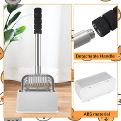 Hortsun ABS holder with scoop keeps the setup tidy and off the floor.