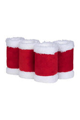 HORZE Santa faux fur leg wraps in red for festive barn styling and warmth.