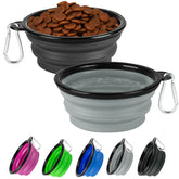 HOSCAPE collapsible dog bowl 2-pack folded flat for backpack-friendly hydration.