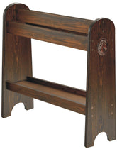 HOTCAN pine wood saddle rack front view showing sturdy walnut finish for prized saddles.