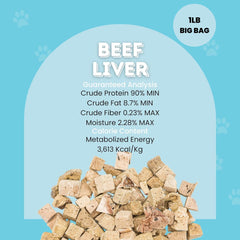 Hotspot Pets Freeze Dried Beef Liver Treats ingredients label highlights 100% beef liver.