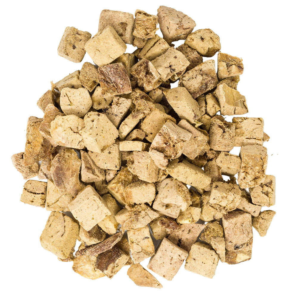 Hotspot Pets freeze-dried chicken liver treats in a bowl, great for cats and dogs.