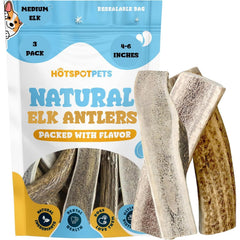 Hotspot Pets Split Elk Antlers for Dogs, 4-6 Inch Pack-3, long-lasting chew.