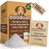 HOUNDGAMES dog poop powder packet ready for quick yard cleanup and odor control.