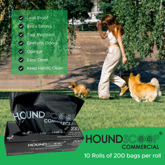 HOUNDSCOOP rolls on dispenser with quick-tear bags for fast cleanup
