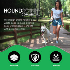 HOUNDSCOOP XL dog waste bags are leakproof and extra thick for cleanups.