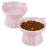 Hovico elevated cat bowls pink set whisker-friendly for comfortable meals