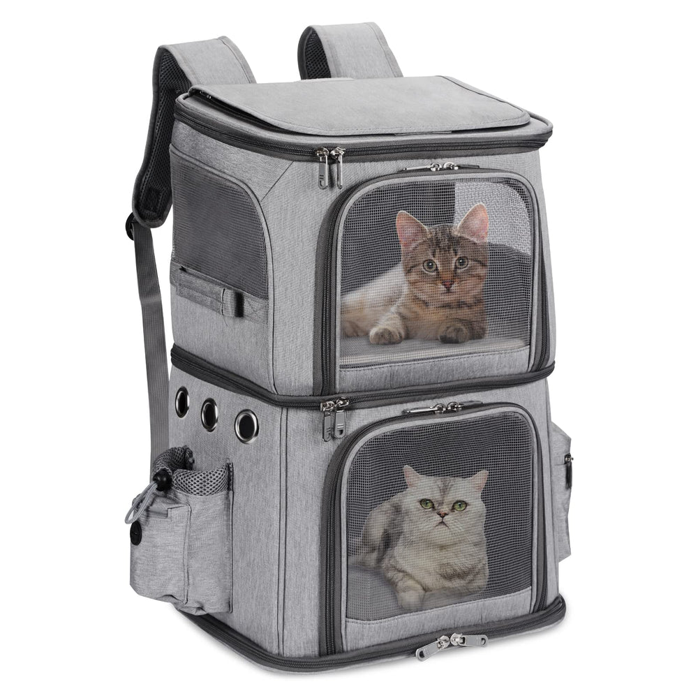 HOVONO double-compartment pet carrier backpack grey outer view for travel
