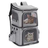 HOVONO double-compartment pet carrier backpack grey outer view for travel